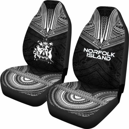 Norfolk Island Car Seat Cover - Norfolk Island Coat Of Arms Polynesian Chief Tattoo Black Version -