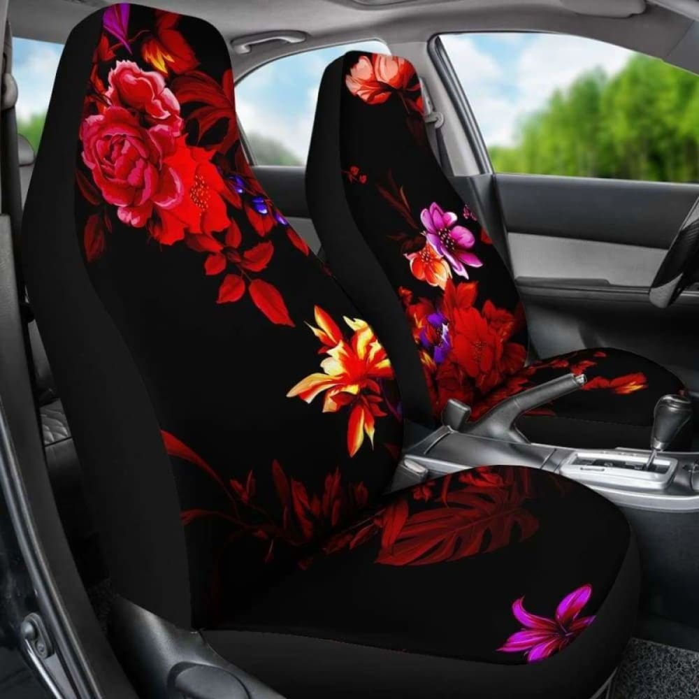 Red Flowers Car Seat Covers