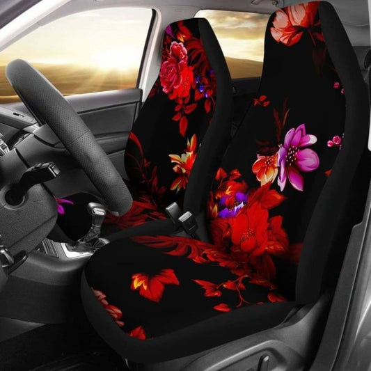 Red Flowers Car Seat Covers