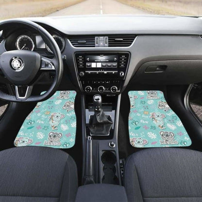 Cute Koalas Blue Background Pattern Front And Back Car Mats