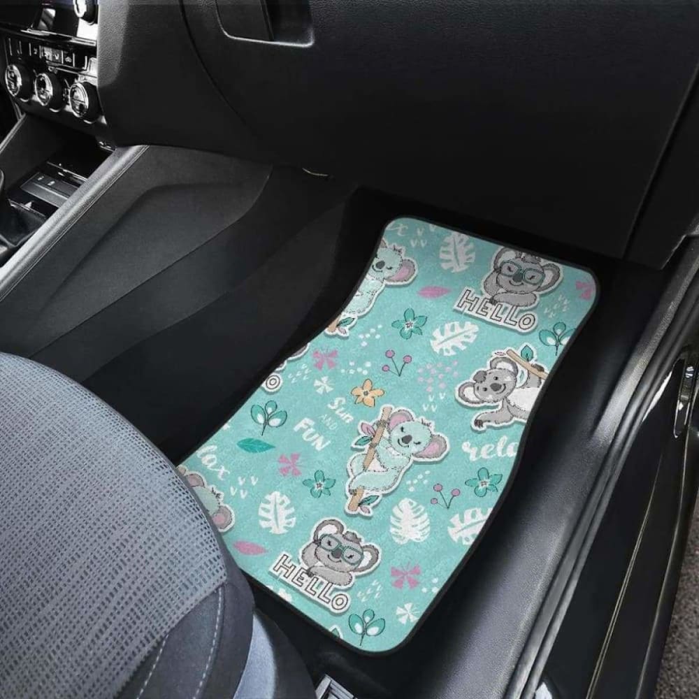 Cute Koalas Blue Background Pattern Front And Back Car Mats