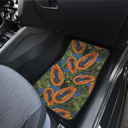 Colorful Papaya Tropical Leaves Front And Back Car Mats