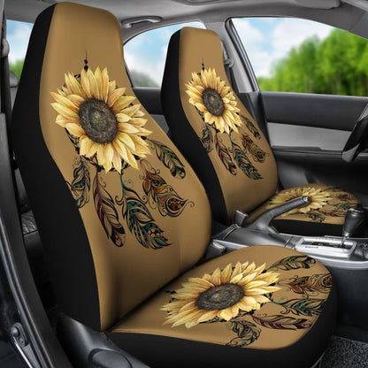 Sunflower Printed Pattern Integrated Native American Dreamcatcher Car Seat Covers