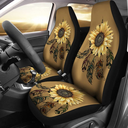 Sunflower Printed Pattern Integrated Native American Dreamcatcher Car Seat Covers