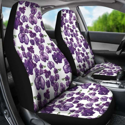 White And Purple Orchid Flower Pattern Car Seat Covers