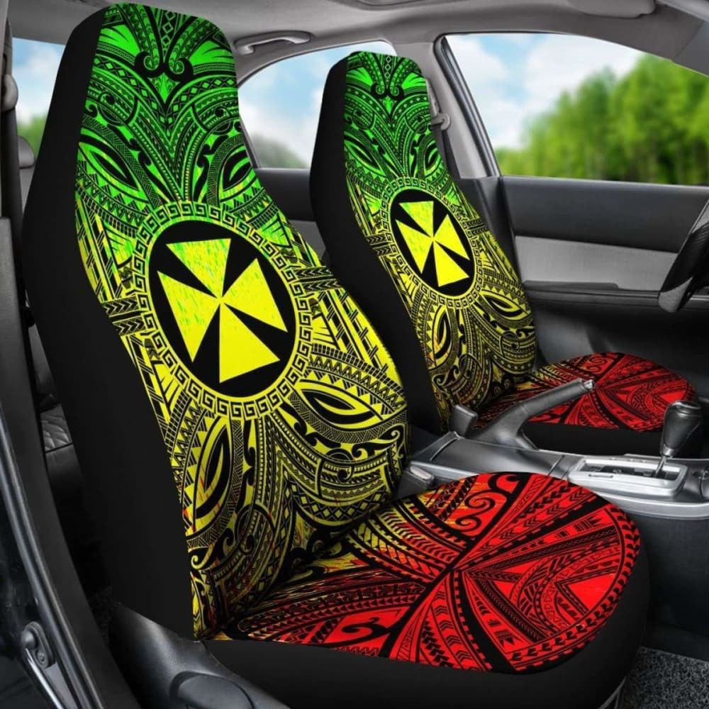 Wallis And Futuna Car Seat Cover - Wallis And Futuna Coat Of Arms Polynesian Reggae Style