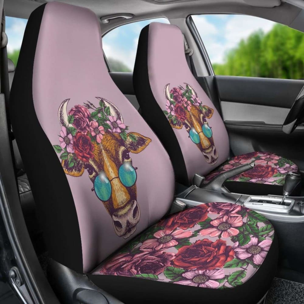Floral Cow Car Seat Covers