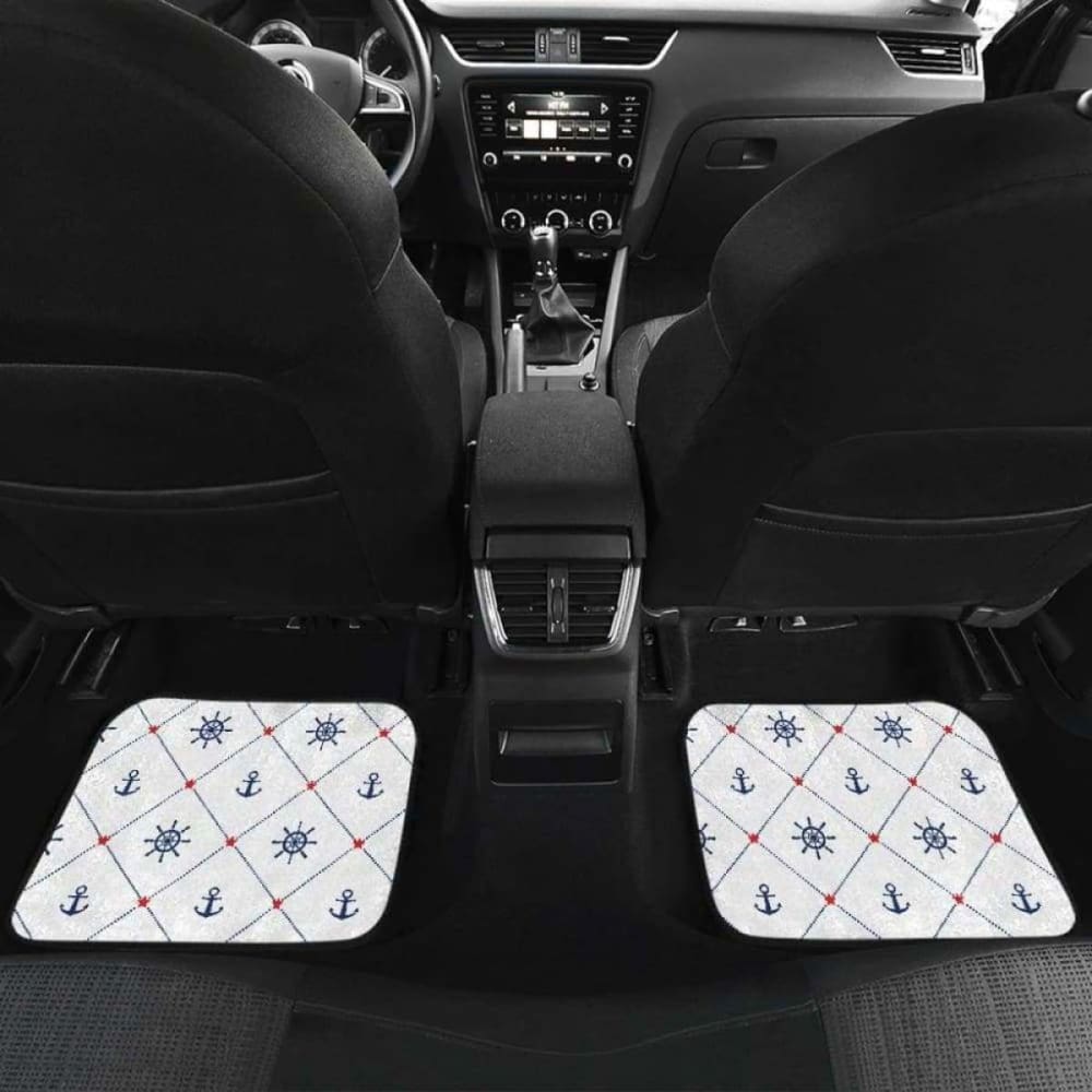Anchor Rudder Nautical Design Pattern Front And Back Car Mats