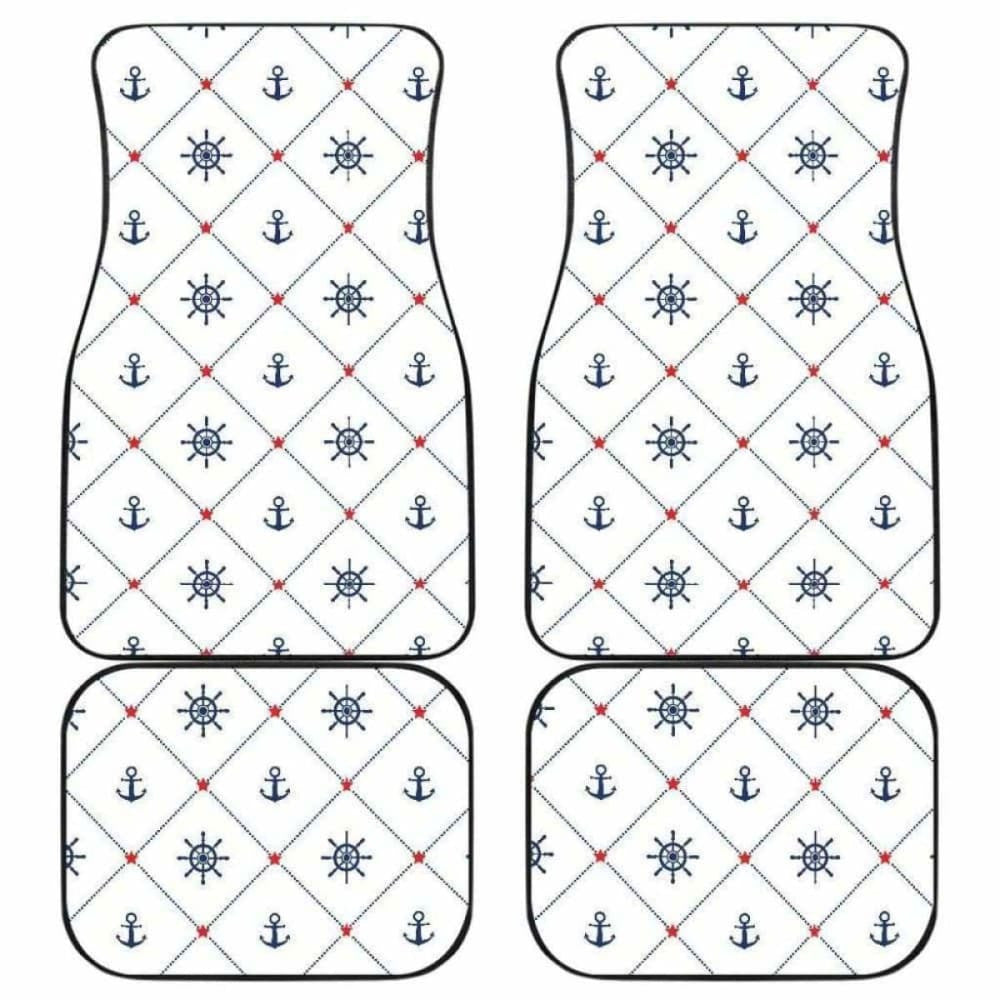 Anchor Rudder Nautical Design Pattern Front And Back Car Mats