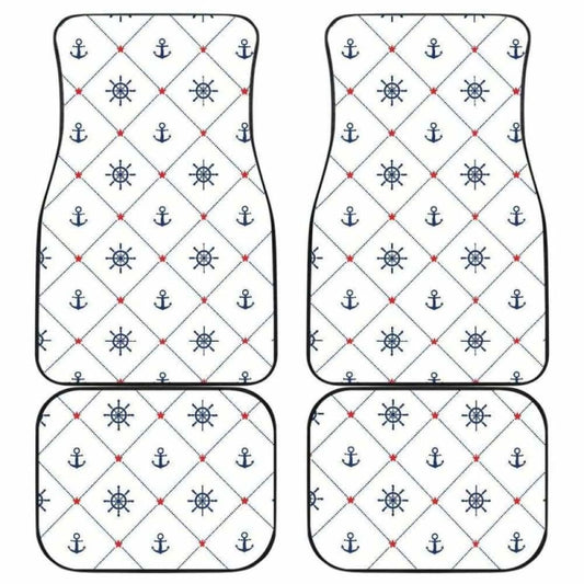 Anchor Rudder Nautical Design Pattern Front And Back Car Mats