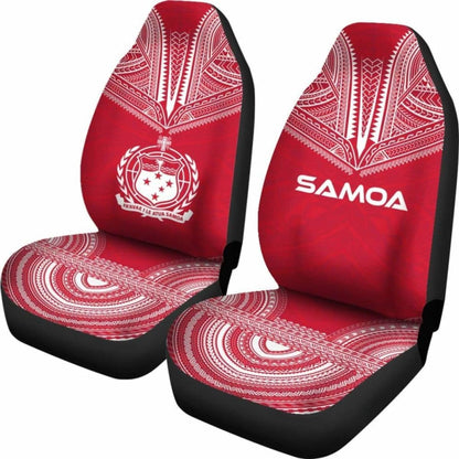 Samoa Car Seat Cover - Samoa Coat Of Arms Polynesian Chief Tattoo Red Version -