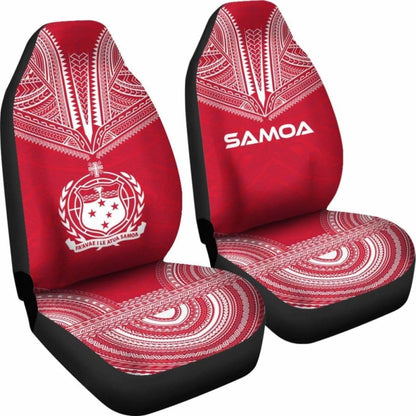 Samoa Car Seat Cover - Samoa Coat Of Arms Polynesian Chief Tattoo Red Version -