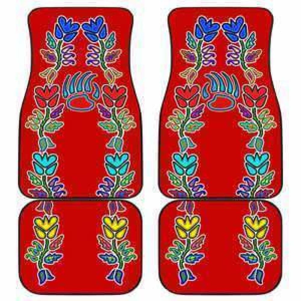 Generations Floral With Bearpaw Red Set Of Car Floor Mats