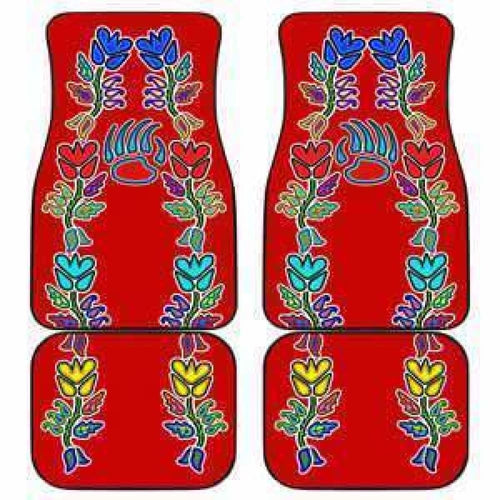 Generations Floral With Bearpaw Red Set Of Car Floor Mats