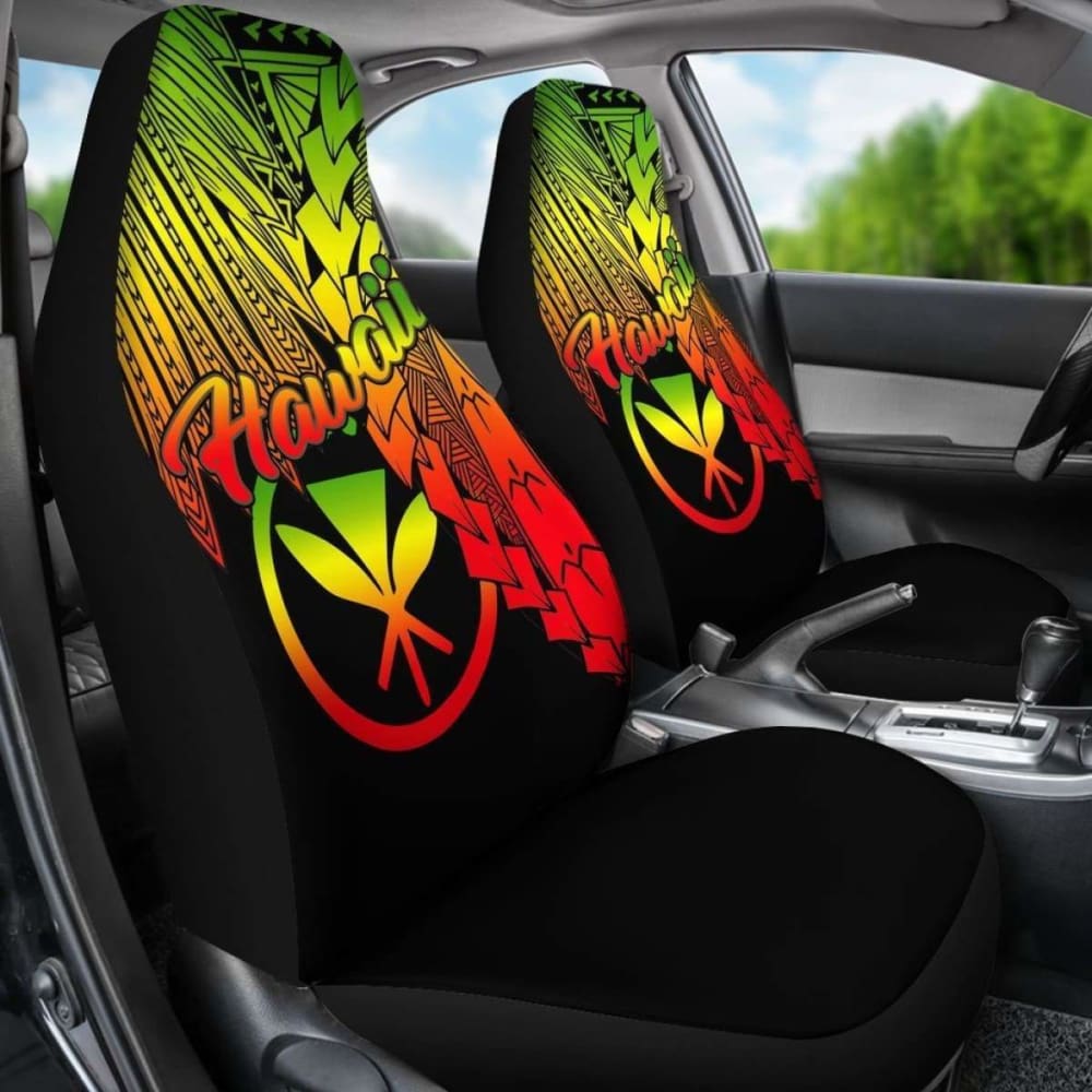Polynesian Hawaii Car Seat Covers - Tribal Wave Tattoo Reggae -
