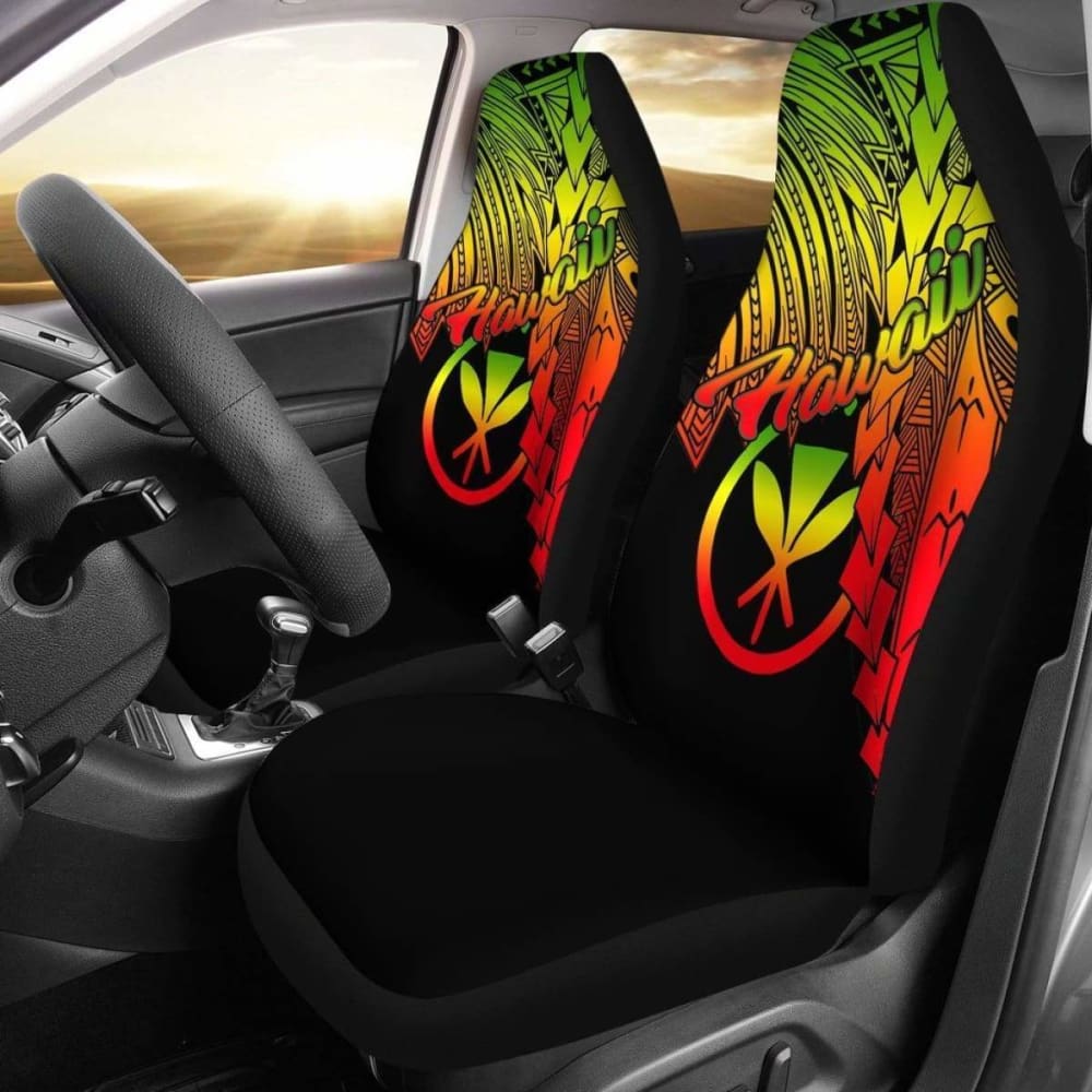 Polynesian Hawaii Car Seat Covers - Tribal Wave Tattoo Reggae -