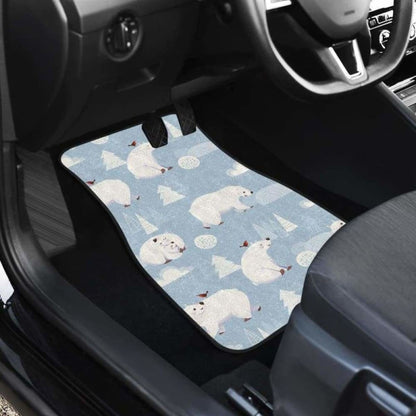 Cute Polar Bears Christmas Decoration Pattern Front And Back Car Mats
