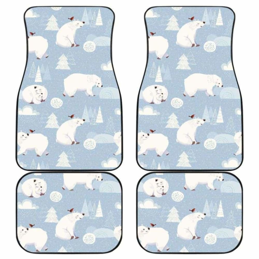Cute Polar Bears Christmas Decoration Pattern Front And Back Car Mats