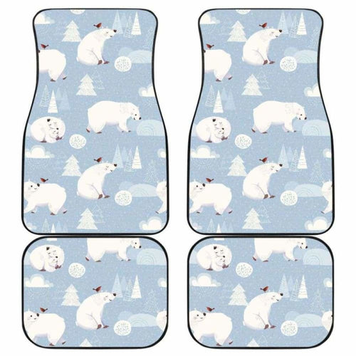 Cute Polar Bears Christmas Decoration Pattern Front And Back Car Mats