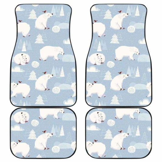 Cute Polar Bears Christmas Decoration Pattern Front And Back Car Mats