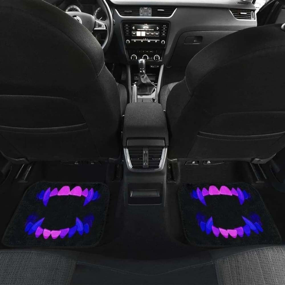 Scary Teeth Blue Neon Color Car Floor Mats