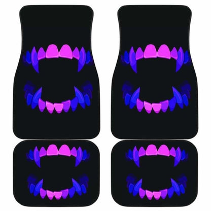 Scary Teeth Blue Neon Color Car Floor Mats