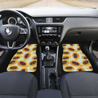 Watercolor Papaya Pattern Front And Back Car Mats