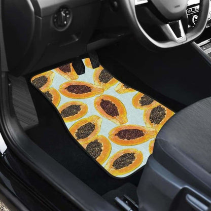 Watercolor Papaya Pattern Front And Back Car Mats