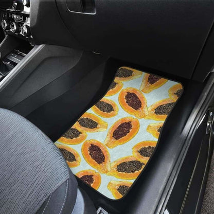 Watercolor Papaya Pattern Front And Back Car Mats