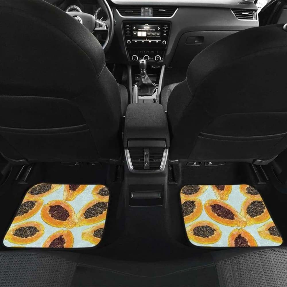 Watercolor Papaya Pattern Front And Back Car Mats