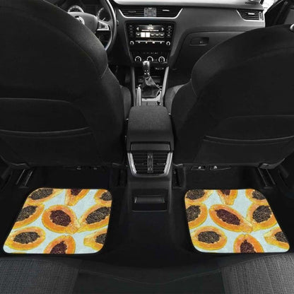 Watercolor Papaya Pattern Front And Back Car Mats
