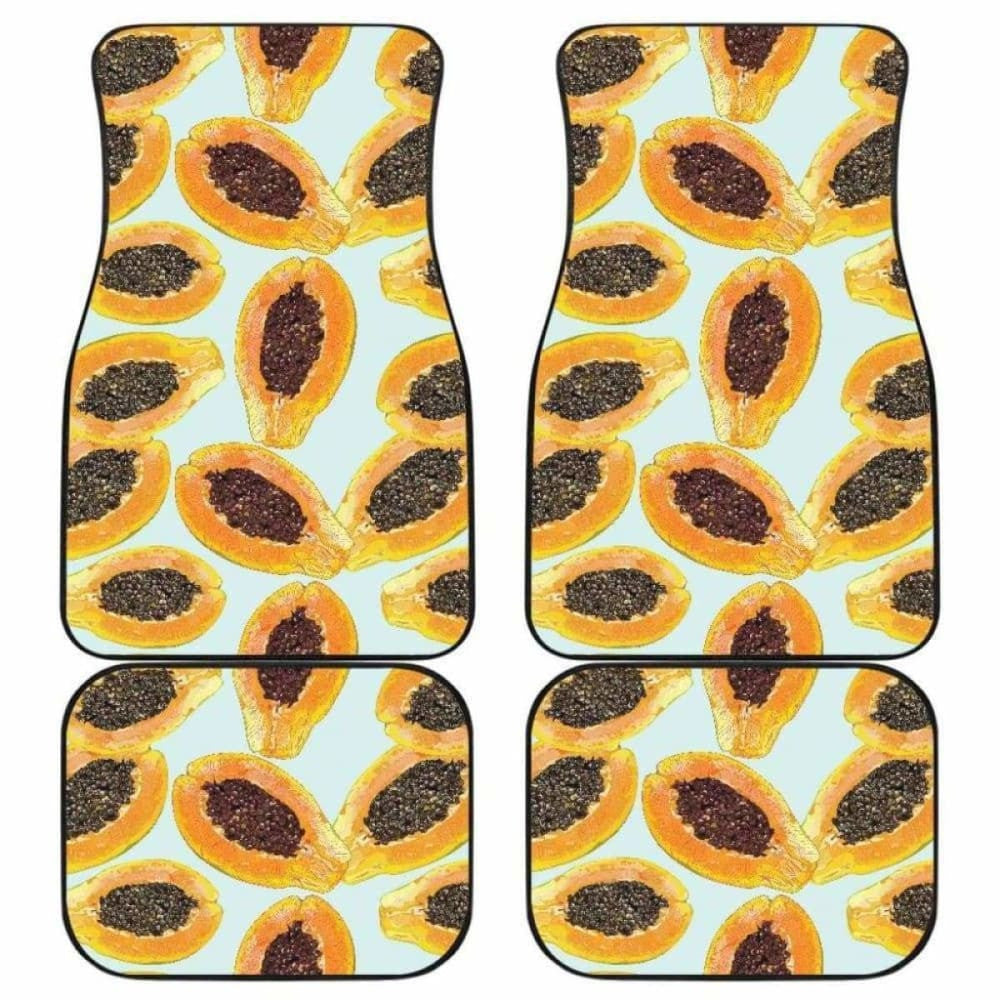 Watercolor Papaya Pattern Front And Back Car Mats