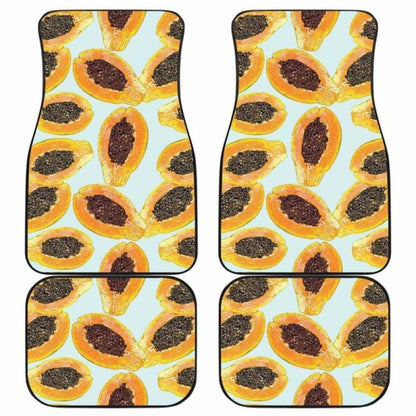 Watercolor Papaya Pattern Front And Back Car Mats
