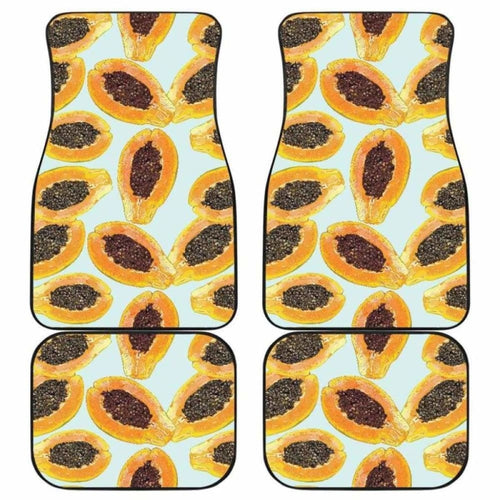 Watercolor Papaya Pattern Front And Back Car Mats