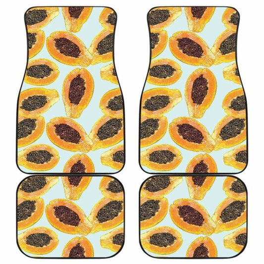 Watercolor Papaya Pattern Front And Back Car Mats