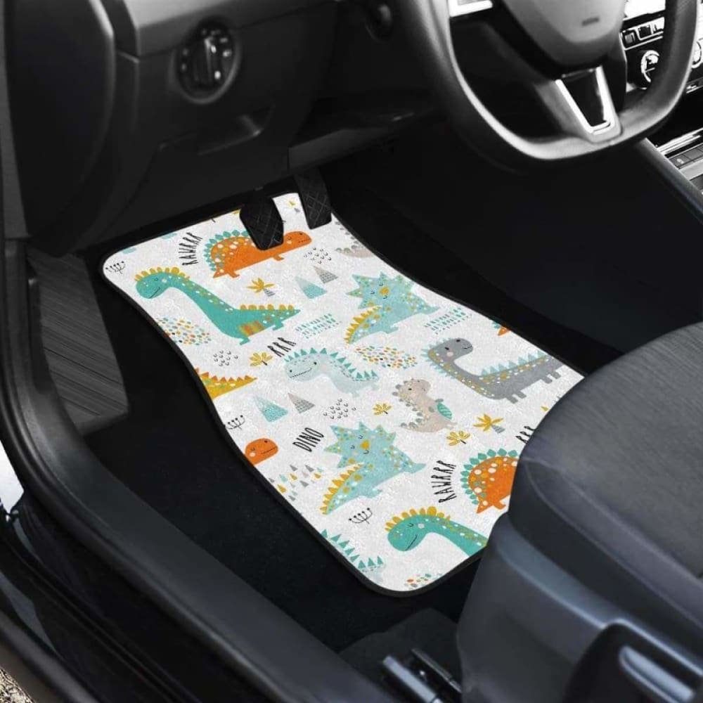 Cute Funny Kids Dinosaurs Pattern Front And Back Car Mats