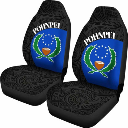 Pohnpei Car Seat Covers - Pohnpei Flag Polynesian Tattoo -