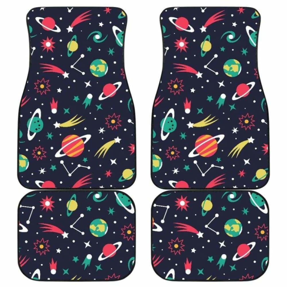 Colorful Space Pattern Planet Star Front And Back Car Mats