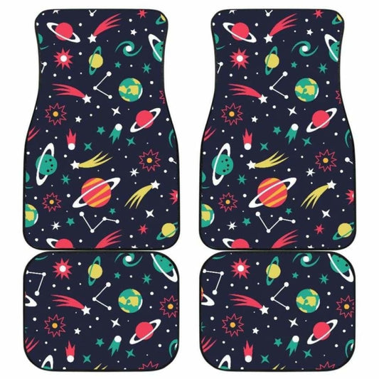 Colorful Space Pattern Planet Star Front And Back Car Mats