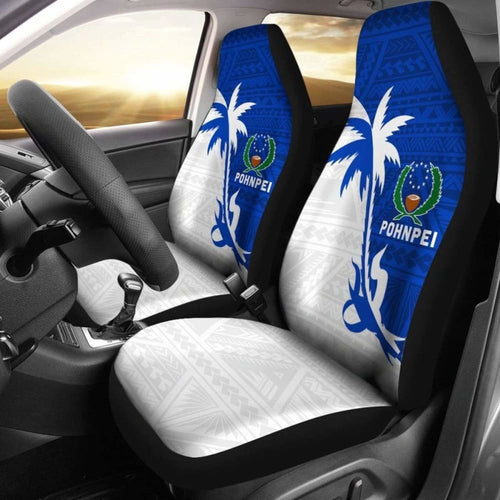 Pohnpei Car Seat Covers - Pohnpei Flag Coconut Tree -