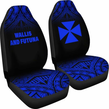 Wallis And Futuna Polynesian Car Seat Covers - Blue Fog -