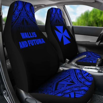 Wallis And Futuna Polynesian Car Seat Covers - Blue Fog -