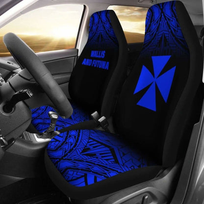 Wallis And Futuna Polynesian Car Seat Covers - Blue Fog -