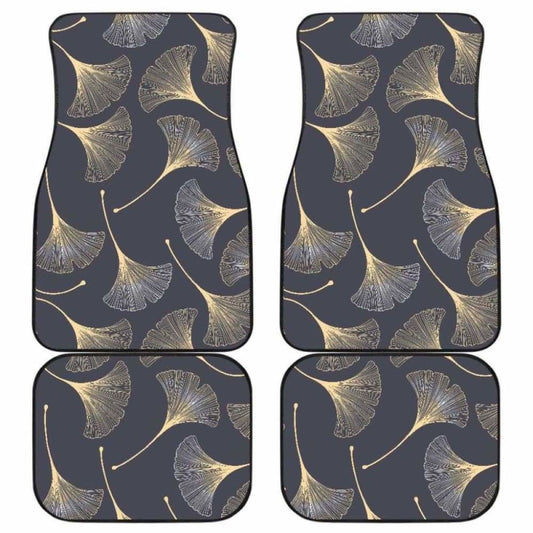 Gold Ginkgo Leaves Front And Back Car Mats