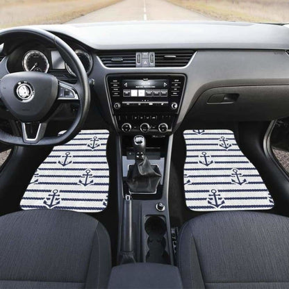 Anchor Rope Nautical  Pattern Front And Back Car Mats