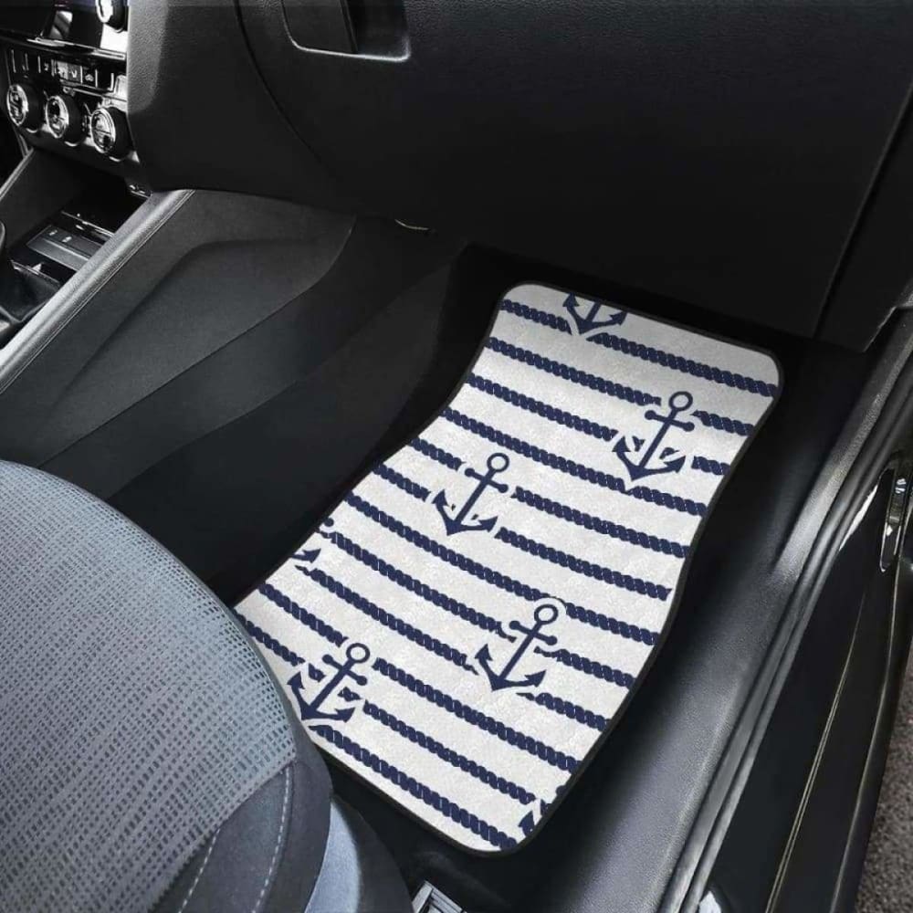 Anchor Rope Nautical  Pattern Front And Back Car Mats