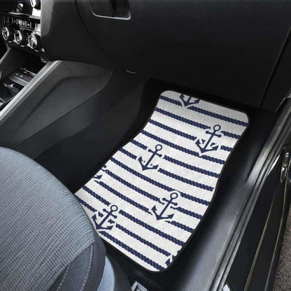 Anchor Rope Nautical  Pattern Front And Back Car Mats