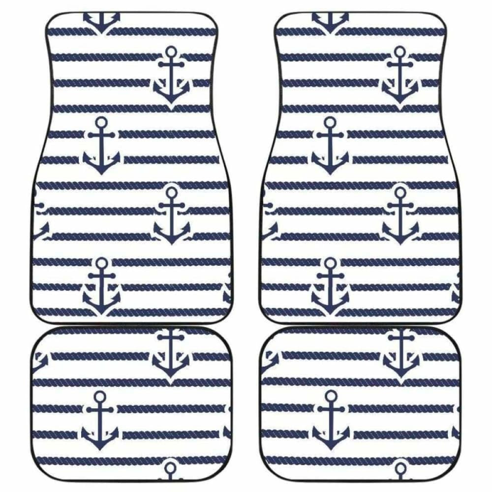 Anchor Rope Nautical  Pattern Front And Back Car Mats