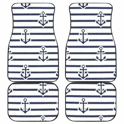 Anchor Rope Nautical  Pattern Front And Back Car Mats
