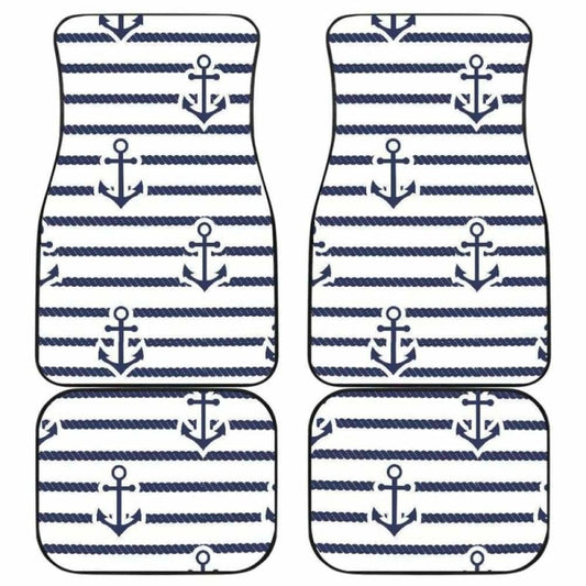 Anchor Rope Nautical  Pattern Front And Back Car Mats
